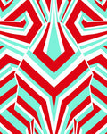 Modern Geometric Red Aqua Stripe Design Rug