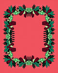 Ornate Floral Border With Eye Motifs Rug