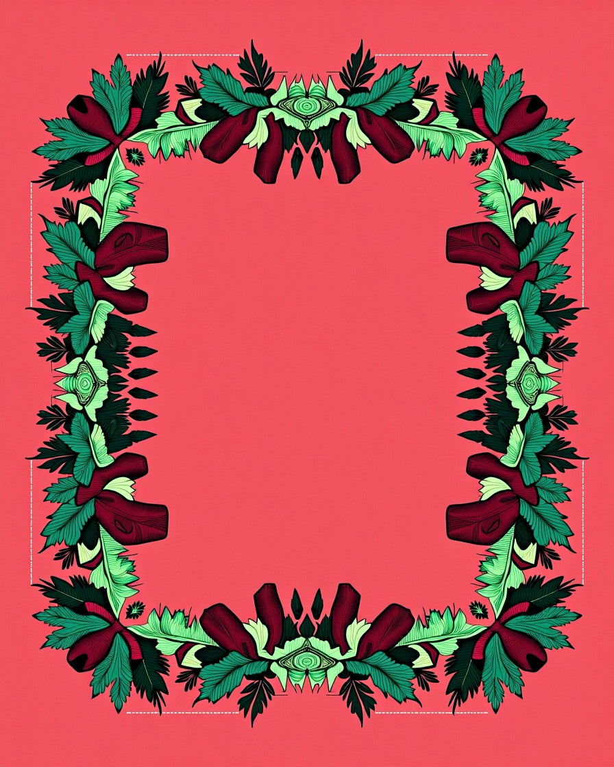 Ornate Floral Border With Eye Motifs Rug