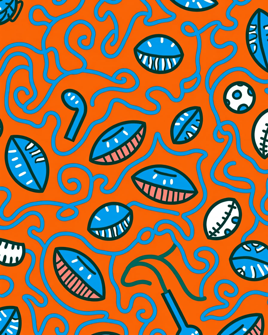 Whimsical Swirls Eyes Pattern Rug
