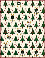 Whimsical Evergreen Tree Folk Star Rug