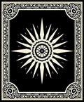 Black and Cream Sunburst Medallion Rug