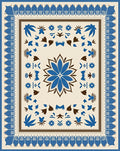 Bold Blue Cream Floral Garden Rug
