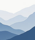Layered Blue Mountain Landscape Rug