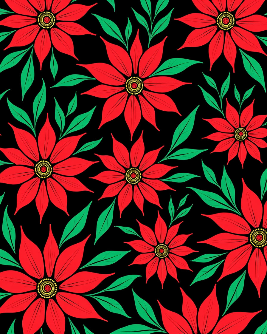 Bold Red floral Pattern Rug