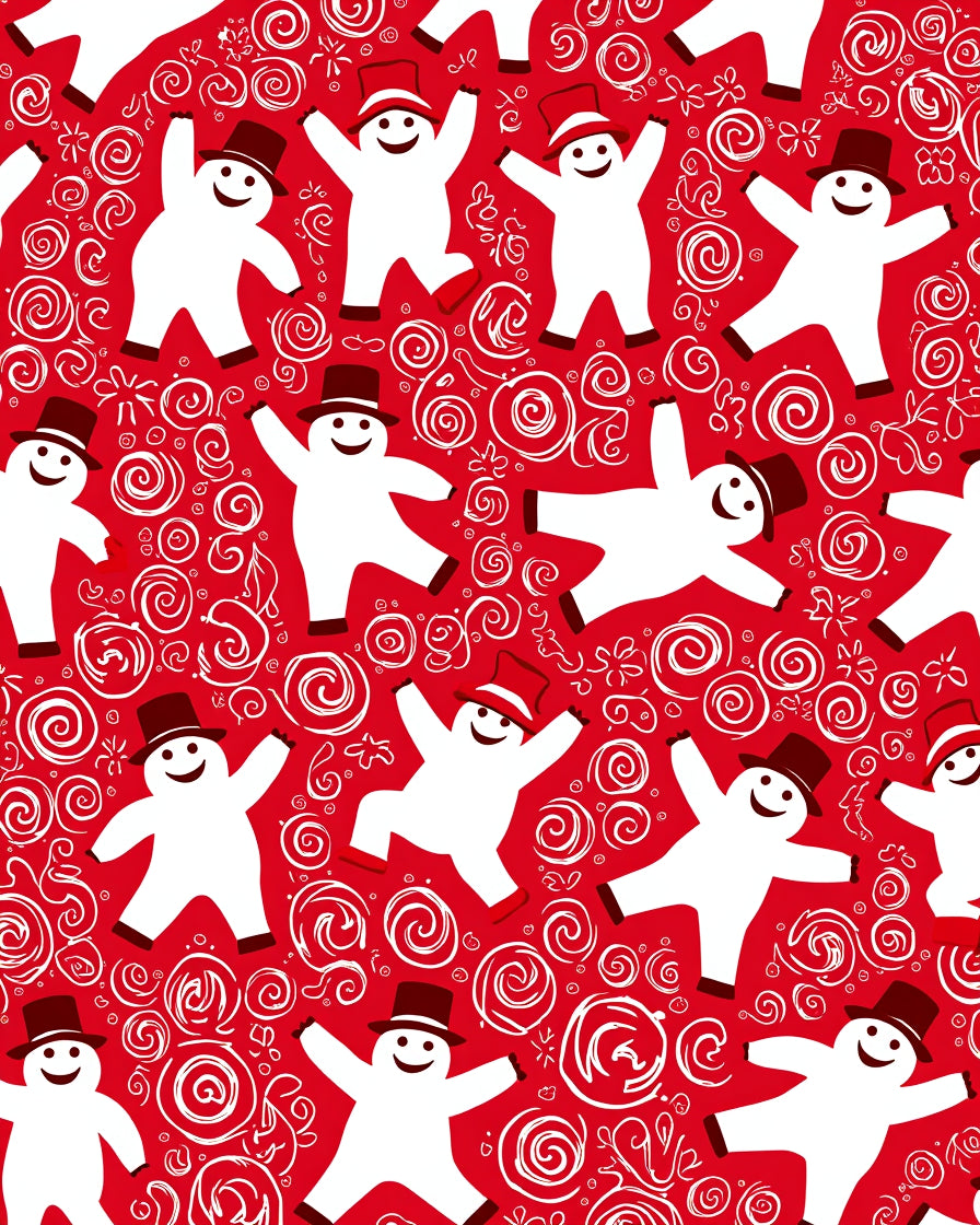 Holiday Snowmen Swirl Pattern Rug