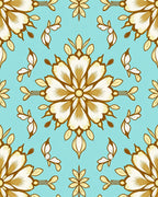 Ornate Floral Pattern with Golden Accents Rug