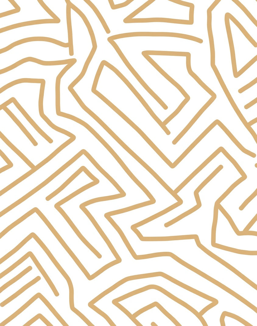 Abstract Interlocking Beige Pattern Rug