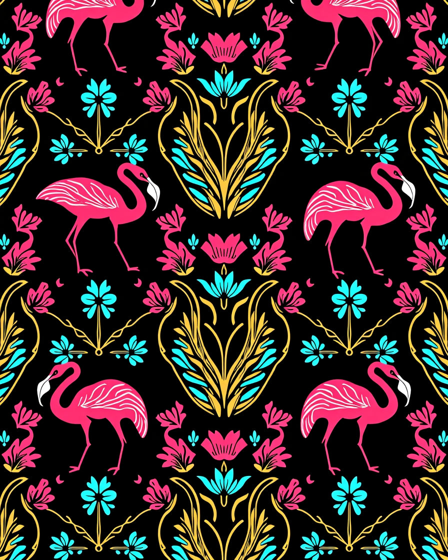 Flamingo Floral Damask Accent Design Rug