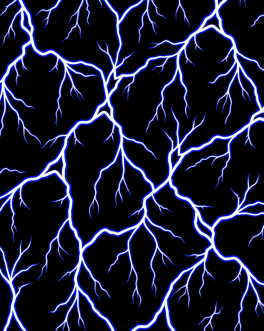 Electric Blue Lightning Bolt Pattern Rug