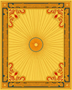 Geometric Sunburst Swirl Border Rug