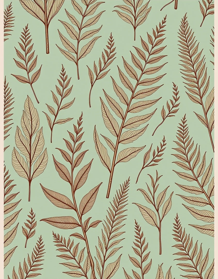 Botanical Fern Pattern Design Rug