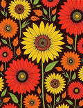 Bold Sunflower Leaf Pattern Rug
