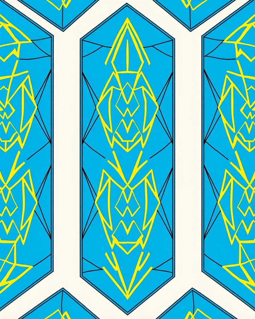 Art Deco Blue Geometric Design Rug