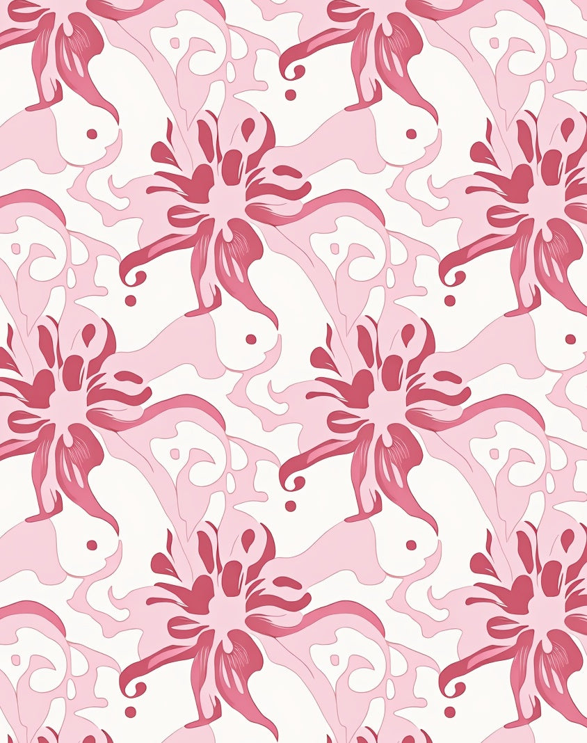Pink Floral Swirl Decorative Design Rug