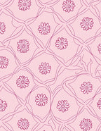 Pink Floral Lattice Pattern Rug