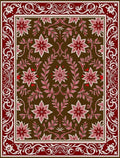 Floral Vine Pattern With Decorative Border Rug
