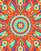 Vibrant Floral Mandala Inspired Pattern Rug