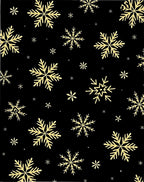 Golden Snowflake Black Winter Rug