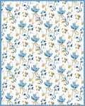 Blue Gold Floral Swirl Pattern Rug
