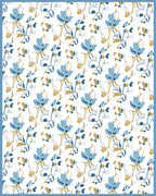 Blue Gold Floral Swirl Pattern Rug