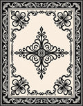 Ornate Black Floral Swirl Pattern Rug