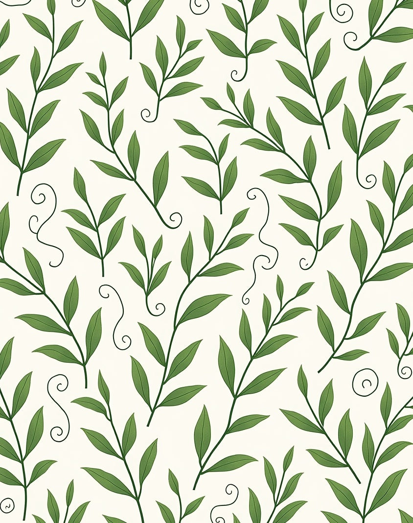 Green Leafy Vine Pattern Rug