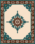 Classic Medallion Floral Border Design Rug