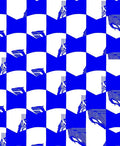 Graphic Blue White Abstract Checkered Pattern Rug