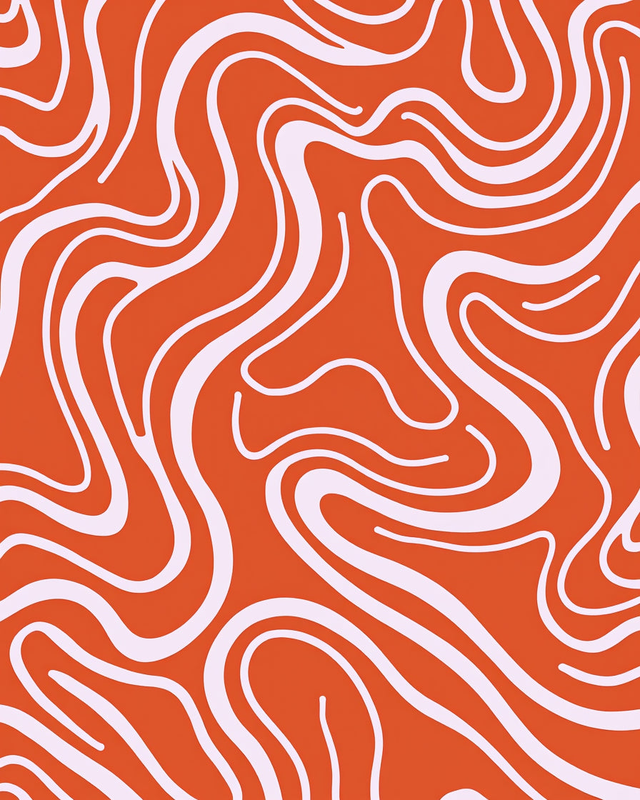 Orange Pink Swirl Pattern Rug