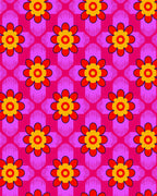 Vibrant Flower Patterned Pink Rug
