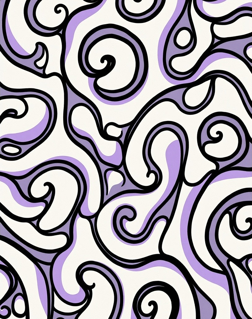 Swirling Purple Black Organic Pattern Rug