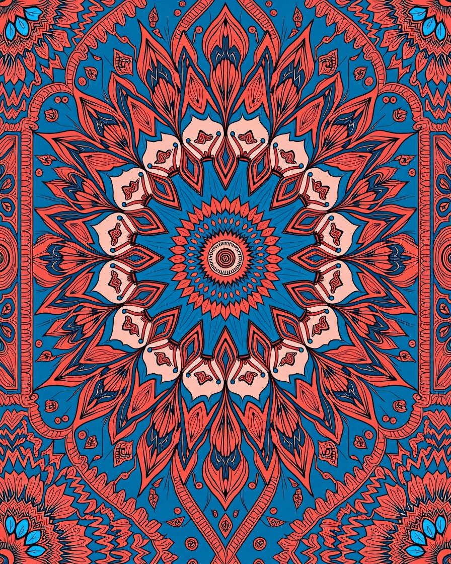 Intricate Floral Mandala Pattern Rug