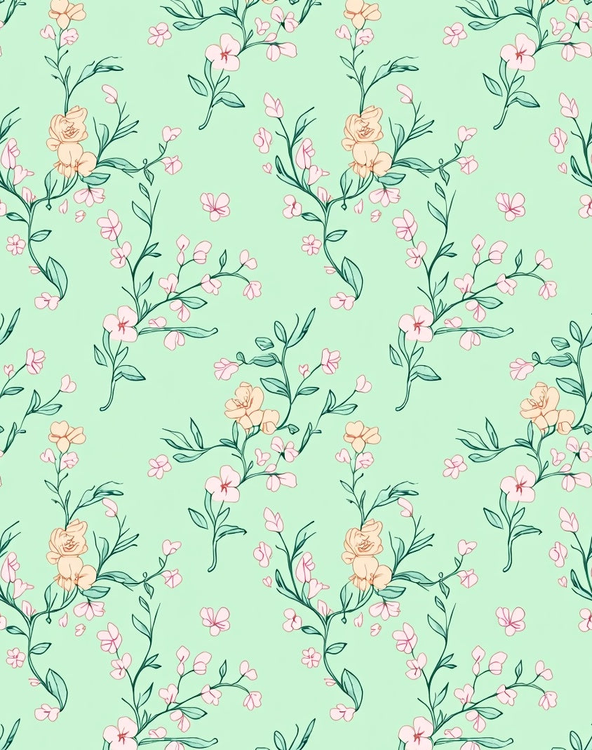 Delicate Floral Vine Pattern Rug