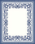 Elegant Blue Floral Border Pattern Rug