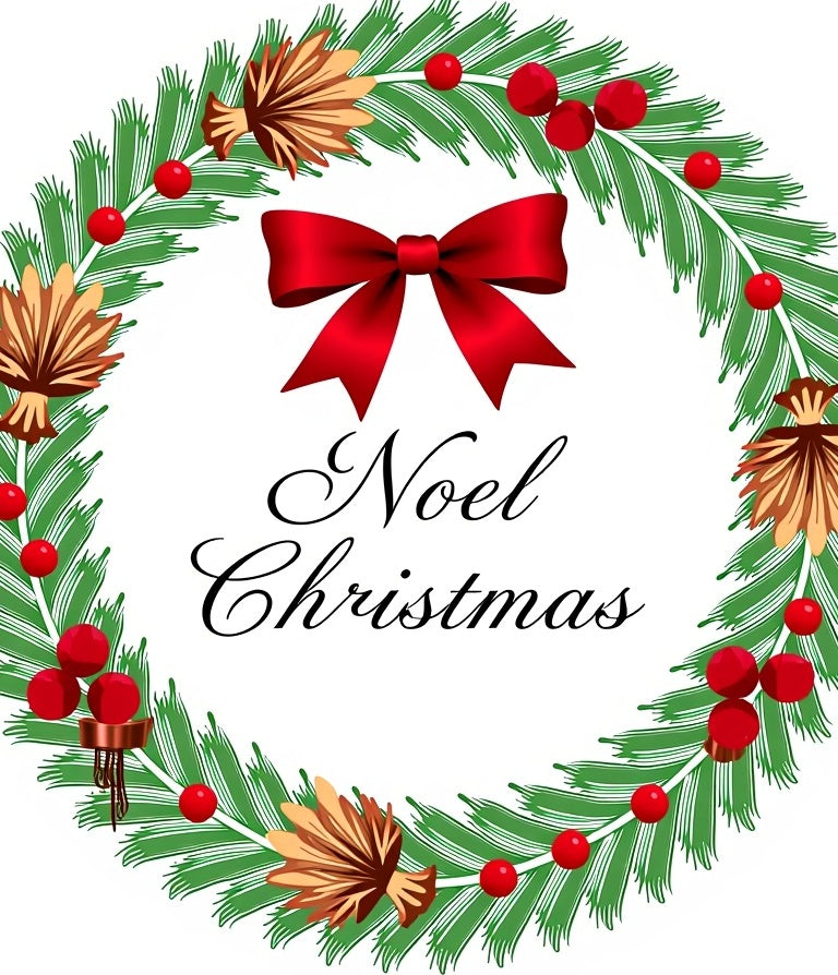 Festive Green Noel Christmas Wreath Rug