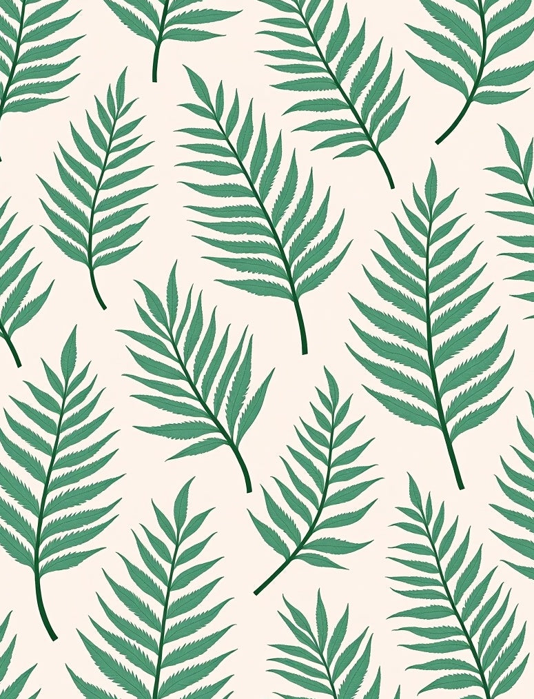 Green Fern Leaf Print Rug