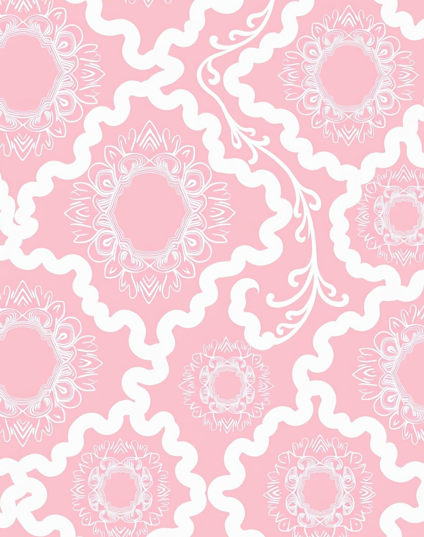 Ornate Mandala Patterned Pink Rug