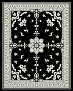 Black White Floral Mandala Pattern Rug