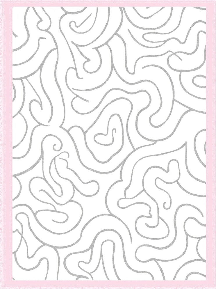 Abstract Swirls White And Silver Rug