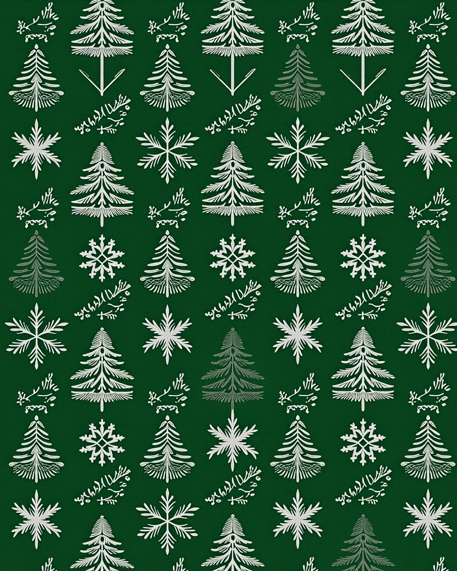 Winter Trees and Snowflakes Pattern Rug