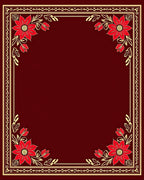 Ornate Red Floral Frame Design Rug