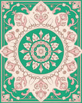 Elegant Green Floral Medallion Design Rug