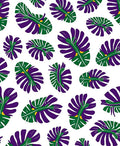 Vibrant Purple Green Leaf Pattern Rug