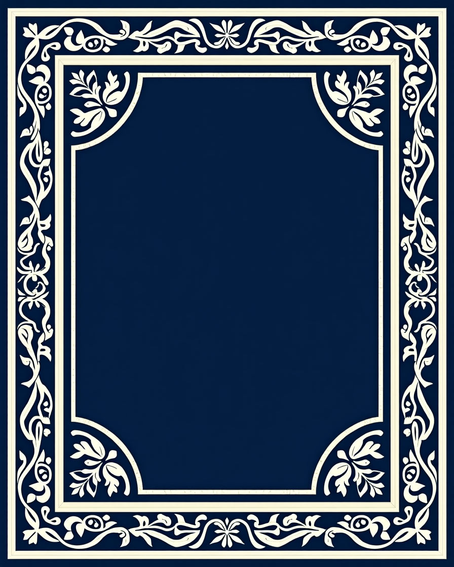Ornate Cream Floral Border Design Rug
