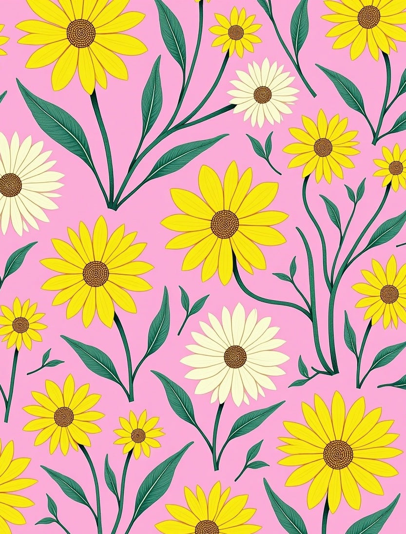 Yellow Daisy Floral Pattern Rug
