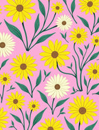 Yellow Daisy Floral Pattern Rug