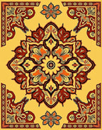 Mandala Floral Design Red Orange Rug