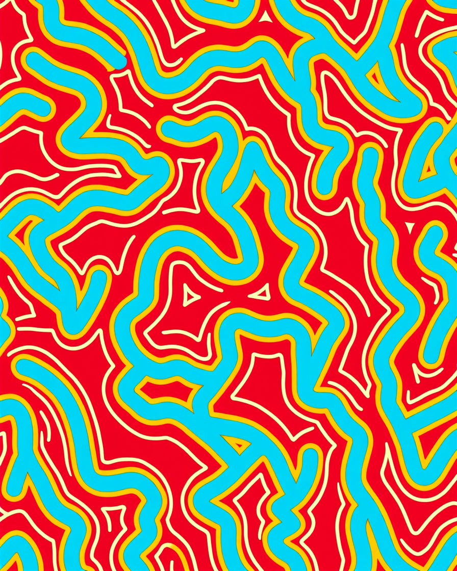 Vibrant Wavy Line Art Design Rug