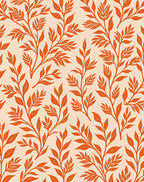 Orange Leaf Branch Pattern Rug